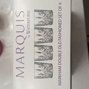 Markham Double Old Fashion Crystal Glasses. SET OF 4